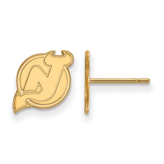 Sterling Silver Gold-plated NHL LogoArt New Jersey Devils Extra Small Post Earrings
