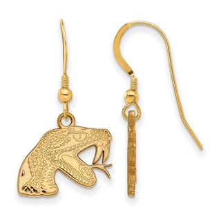 Sterling Silver Gold-plated LogoArt Florida A and M University Rattler Small Dangle Wire Earrings