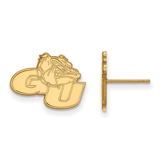 Sterling Silver Gold-plated LogoArt Gonzaga University G-U Bulldog Small Post Earrings
