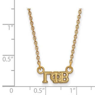Sterling Silver Gold-plated LogoArt Gamma Phi Beta Sorority Greek Letters Extra Small Pendant 18 inch Necklace