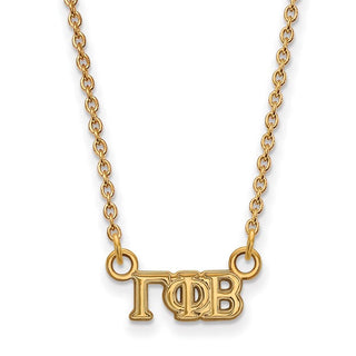 Sterling Silver Gold-plated LogoArt Gamma Phi Beta Sorority Greek Letters Extra Small Pendant 18 inch Necklace