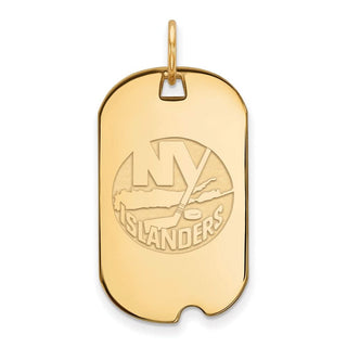 Sterling Silver Gold-plated NHL LogoArt New York Islanders Small Dog Tag Pendant