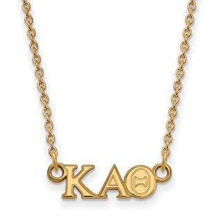Sterling Silver Gold-plated LogoArt Kappa Alpha Theta Sorority Greek Letters Extra Small Pendant 18 inch Necklace