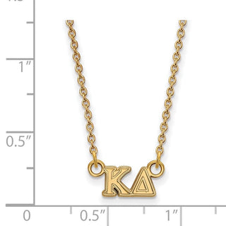 Sterling Silver Gold-plated LogoArt Kappa Delta Sorority Greek Letters Extra Small Pendant 18 inch Necklace