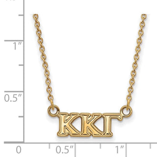 Sterling Silver Gold-plated LogoArt Kappa Kappa Gamma Sorority Greek Letters Extra Small Pendant 18 inch Necklace