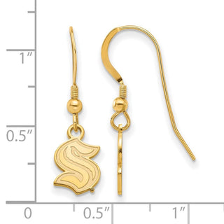 Sterling Silver Gold-plated NHL LogoArt Seattle Kraken XS Dangle Earrings