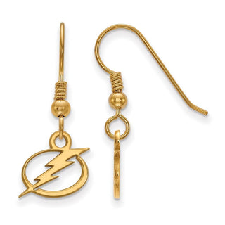 Sterling Silver Gold-plated NHL LogoArt Tampa Bay Lightning Extra Small Dangle Wire Earrings