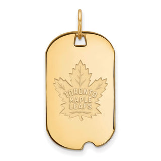 Sterling Silver Gold-plated NHL LogoArt Toronto Maple Leafs Small Dog Tag Pendant