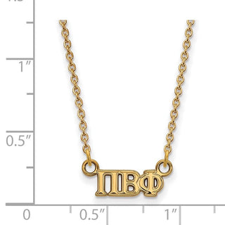Sterling Silver Gold-plated LogoArt Pi Beta Phi Sorority Greek Letters Extra Small Pendant 18 inch Necklace