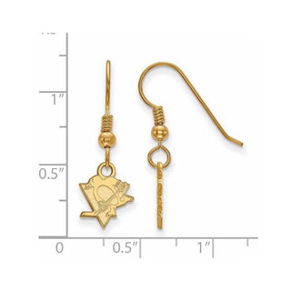 Sterling Silver Gold-plated NHL LogoArt Pittsburgh Penguins Extra Small Dangle Wire Earrings