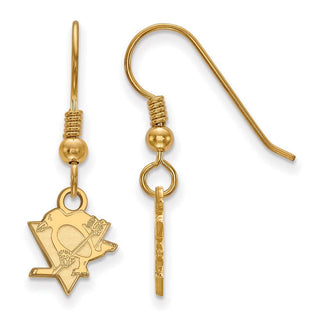 Sterling Silver Gold-plated NHL LogoArt Pittsburgh Penguins Extra Small Dangle Wire Earrings