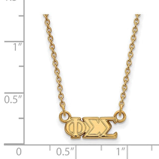 Sterling Silver Gold-plated LogoArt Phi Sigma Sigma Sorority Greek Letters Extra Small Pendant 18 inch Necklace