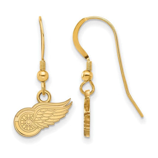 Sterling Silver Gold-plated NHL LogoArt Detroit Red Wings Extra Small Dangle Wire Earrings