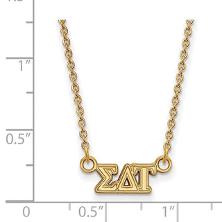 Sterling Silver Gold-plated LogoArt Sigma Delta Tau Sorority Greek Letters Extra Small Pendant 18 inch Necklace