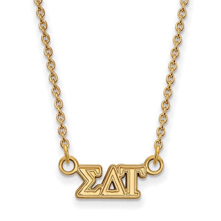 Sterling Silver Gold-plated LogoArt Sigma Delta Tau Sorority Greek Letters Extra Small Pendant 18 inch Necklace