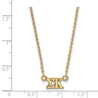 Sterling Silver Gold-plated LogoArt Sigma Kappa Sorority Greek Letters Extra Small Pendant 18 inch Necklace