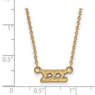 Sterling Silver Gold-plated LogoArt Sigma Sigma Sigma Sorority Greek Letters Extra Small Pendant 18 inch Necklace