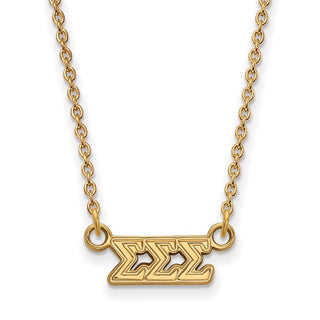 Sterling Silver Gold-plated LogoArt Sigma Sigma Sigma Sorority Greek Letters Extra Small Pendant 18 inch Necklace