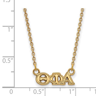 Sterling Silver Gold-plated LogoArt Theta Phi Alpha Sorority Greek Letters Extra Small Pendant 18 inch Necklace
