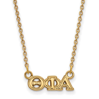 Sterling Silver Gold-plated LogoArt Theta Phi Alpha Sorority Greek Letters Extra Small Pendant 18 inch Necklace