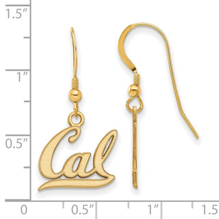 Sterling Silver Gold-plated LogoArt University of California Berkeley Small Dangle Wire Earrings