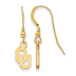Sterling Silver Gold-plated LogoArt University of Oklahoma O-U Extra Small Dangle Wire Earrings