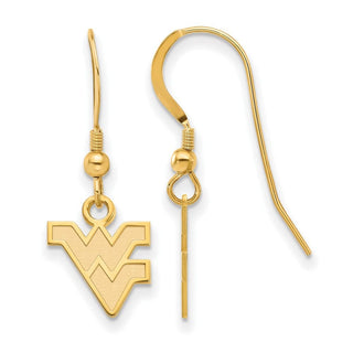 Sterling Silver Gold-plated LogoArt West Virginia University W-V Extra Small Dangle Wire Earrings
