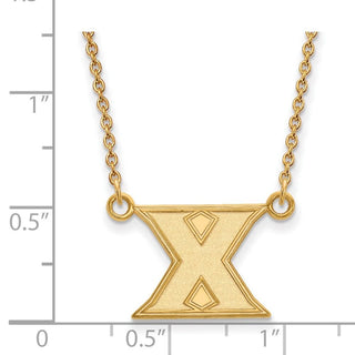 Sterling Silver Gold-plated LogoArt Xavier University Letter X Small Pendant 18 inch Necklace