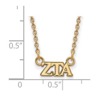 Sterling Silver Gold-plated LogoArt Zeta Tau Alpha Sorority Greek Letters Extra Small Pendant 18 inch Necklace