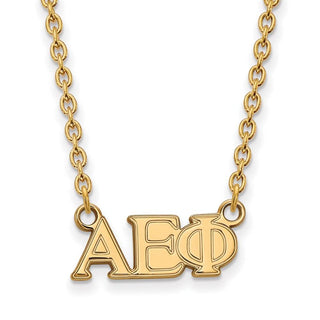 Sterling Silver Gold-plated LogoArt Alpha Epsilon Phi Sorority Greek Letters Medium Pendant 18 inch Necklace