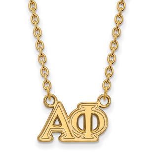Sterling Silver Gold-plated LogoArt Alpha Phi Sorority Greek Letters Medium Pendant 18 inch Necklace