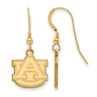 Sterling Silver Gold-plated LogoArt Auburn University A-U Small Dangle Wire Earrings