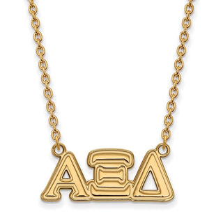 Sterling Silver Gold-plated LogoArt Alpha Xi Delta Sorority Greek Letters Medium Pendant 18 inch Necklace