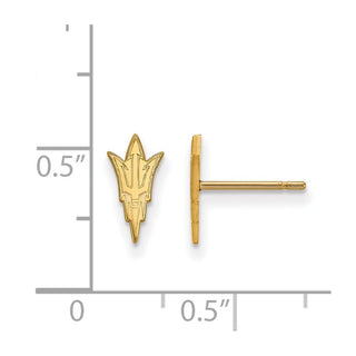 Sterling Silver Gold-plated LogoArt Arizona State University Pitchfork Extra Small Post Earrings