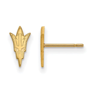 Sterling Silver Gold-plated LogoArt Arizona State University Pitchfork Extra Small Post Earrings