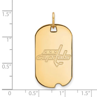 Sterling Silver Gold-plated NHL LogoArt Washington Capitals Small Dog Tag Pendant