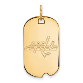 Sterling Silver Gold-plated NHL LogoArt Washington Capitals Small Dog Tag Pendant