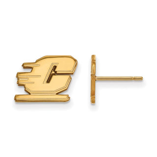 Sterling Silver Gold-plated LogoArt Central Michigan University Letter C Extra Small Post Earrings