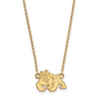 10k Gold LogoArt California State University Fresno Bulldog Small Pendant 18 inch Necklace