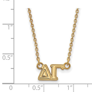 Sterling Silver Gold-plated LogoArt Delta Gamma Sorority Greek Letters Medium Pendant 18 inch Necklace
