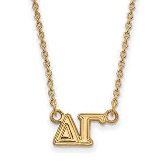 Sterling Silver Gold-plated LogoArt Delta Gamma Sorority Greek Letters Medium Pendant 18 inch Necklace