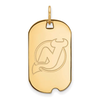 Sterling Silver Gold-plated NHL LogoArt New Jersey Devils Small Dog Tag Pendant