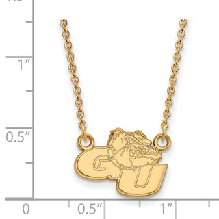 Sterling Silver Gold-plated LogoArt Gonzaga University G-U Bulldog Small Pendant 18 inch Necklace
