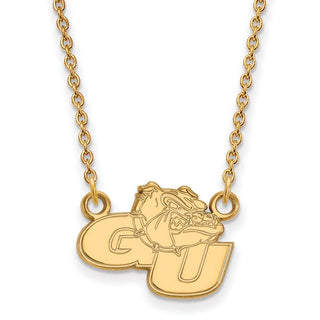 10k Gold LogoArt Gonzaga University G-U Bulldog Small Pendant 18 inch Necklace