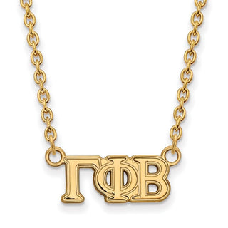 Sterling Silver Gold-plated LogoArt Gamma Phi Beta Sorority Greek Letters Small Pendant 18 inch Necklace