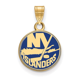 Sterling Silver Gold-plated NHL LogoArt New York Islanders Small Enameled Pendant