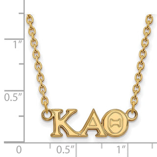 Sterling Silver Gold-plated LogoArt Kappa Alpha Theta Sorority Greek Letters Medium Pendant 18 inch Necklace