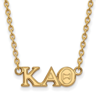 Sterling Silver Gold-plated LogoArt Kappa Alpha Theta Sorority Greek Letters Medium Pendant 18 inch Necklace