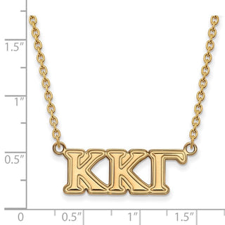 Sterling Silver Gold-plated LogoArt Kappa Kappa Gamma Sorority Greek Letters Medium Pendant 18 inch Necklace
