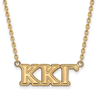 Sterling Silver Gold-plated LogoArt Kappa Kappa Gamma Sorority Greek Letters Medium Pendant 18 inch Necklace